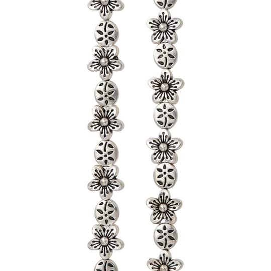 12 Pack: Silver Flower Beads by Bead Landing™